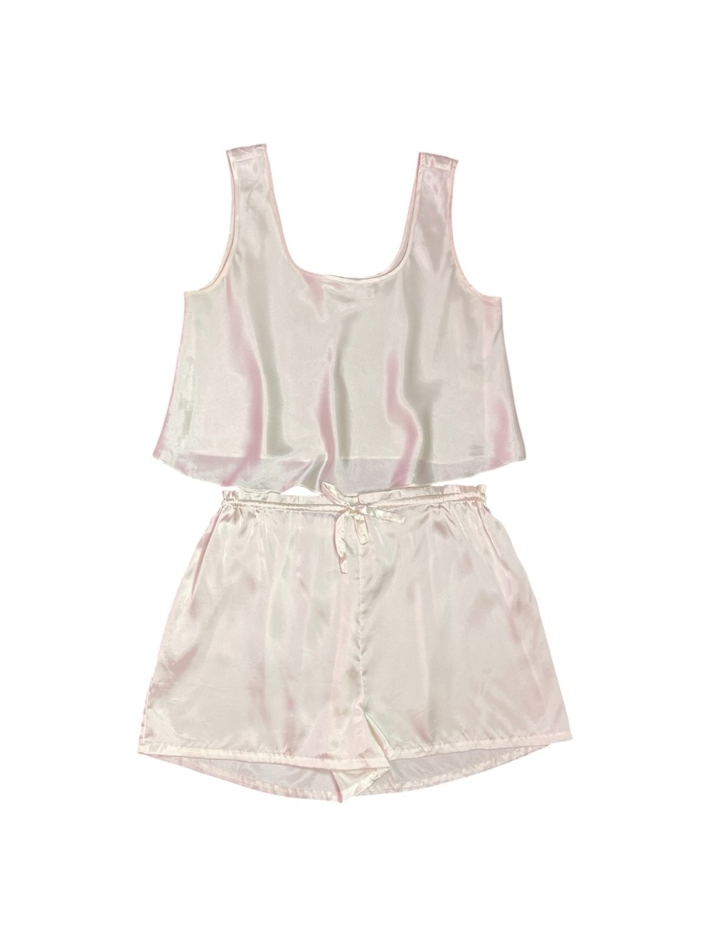 Victoria's Secret 90s Vintage Satin Pajama Set Ivory Womens Large Sleepwear